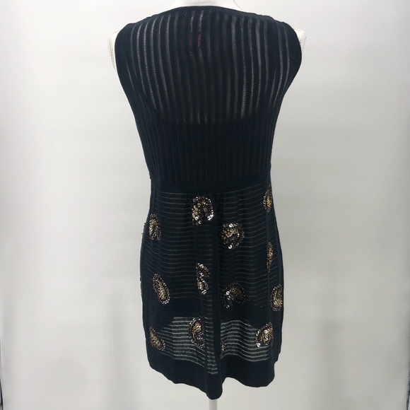 Nanette Lepore Black Gold Beaded Top M - Picture 4 of 8